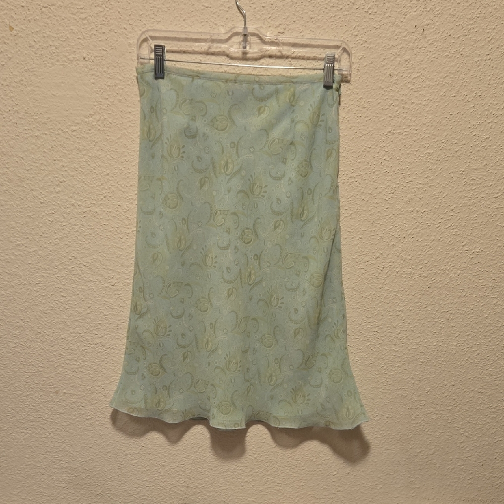 B18 Express Elegant Light Green Floral Skirt Sz 3/4